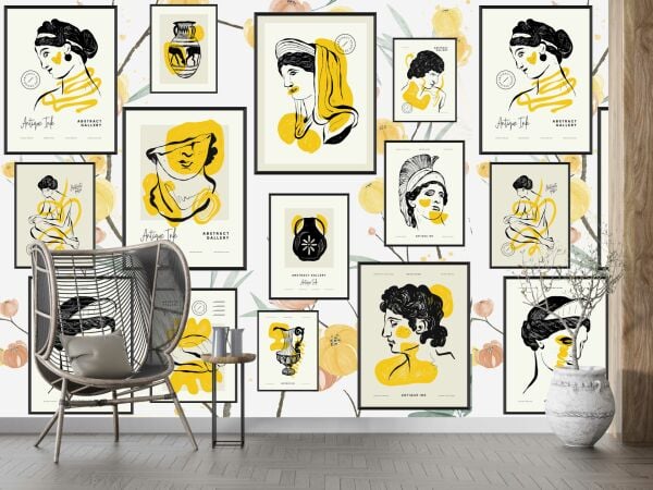 Çerçeveler İçinde Antik Büstler Tarihi Duvar Kağıdı