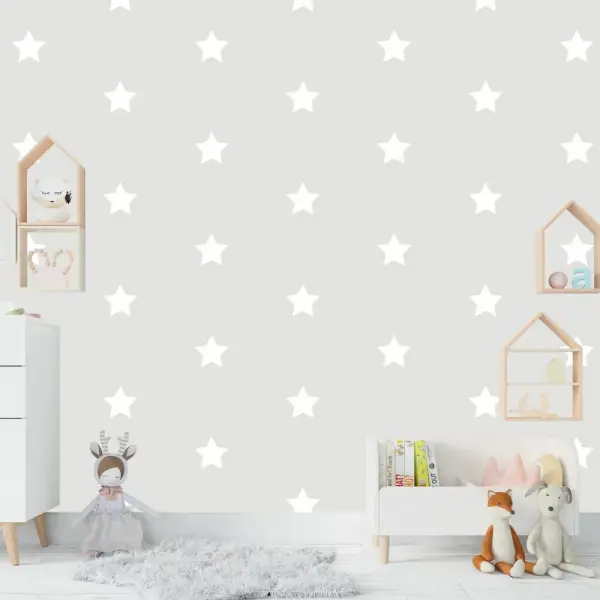 Gri Zeminde Yıldızlar Duvar Kağıdı