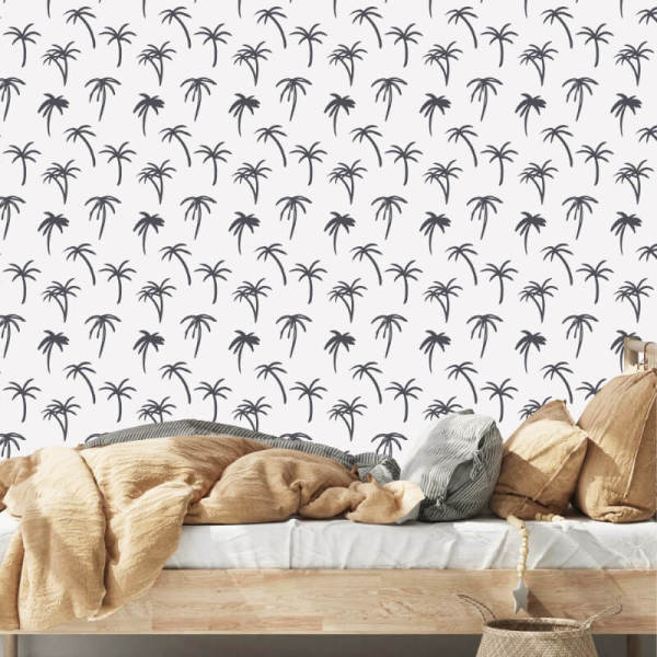 Antrasit Palmiye Ağaçları Duvar Kağıdı