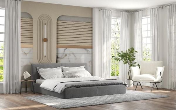 Vizon Tonlarda Mermer Görünümlü Tasarım Duvar Kağıdı