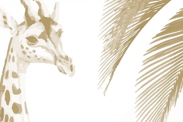 Sepya Renk Zürafa Anne Çocuk Duvar Kağıdı