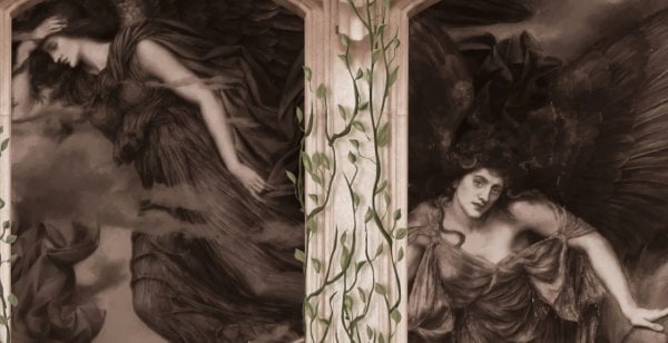 Sütunlar İçinde Uçuşan Melekler Duvar Kağıdı