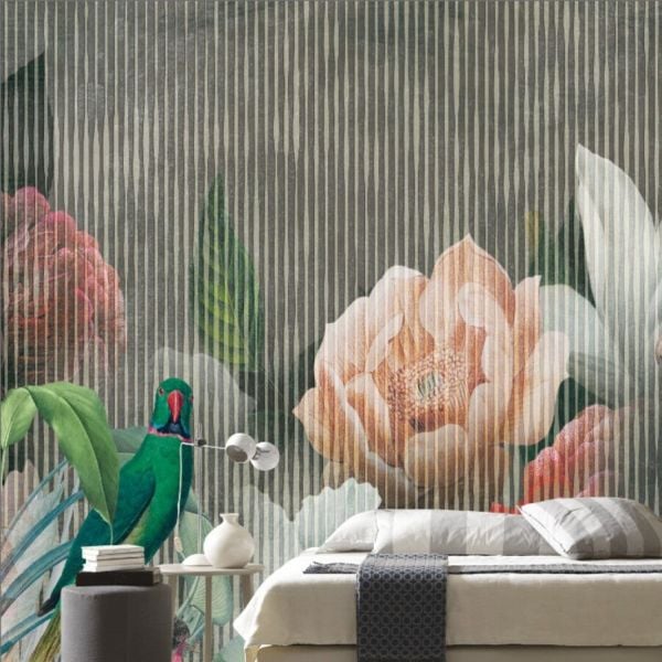 Manolya Çiçeği Papağanlar Duvar Kağıdı