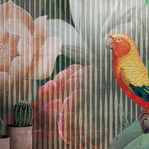 Manolya Çiçeği Papağanlar Duvar Kağıdı