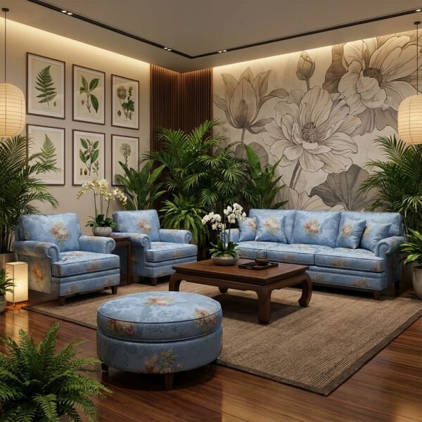 Saten Zemine Nakışlı Pano Kumaş