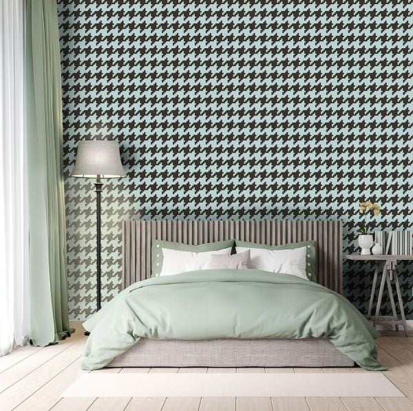 Mint Kahve Kaz Ayağı Desen Tendaart Duvar Kağıdı