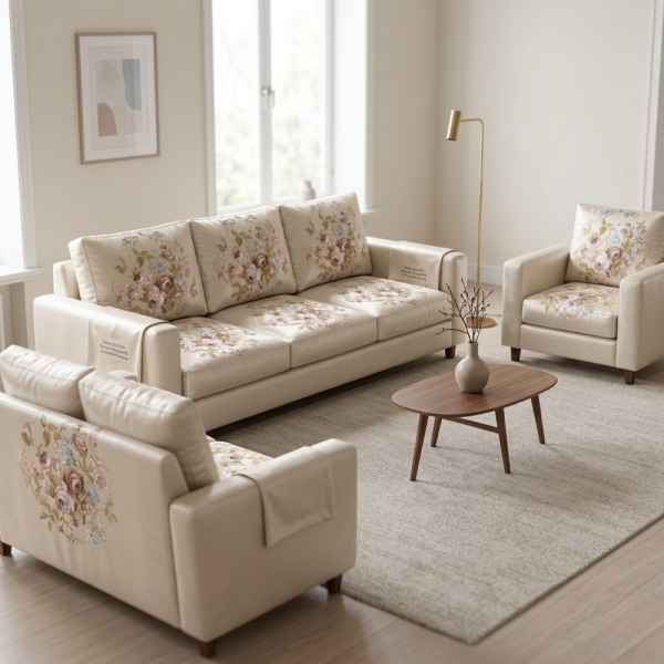 Saten Zemine Nakışlı Pano Kumaş