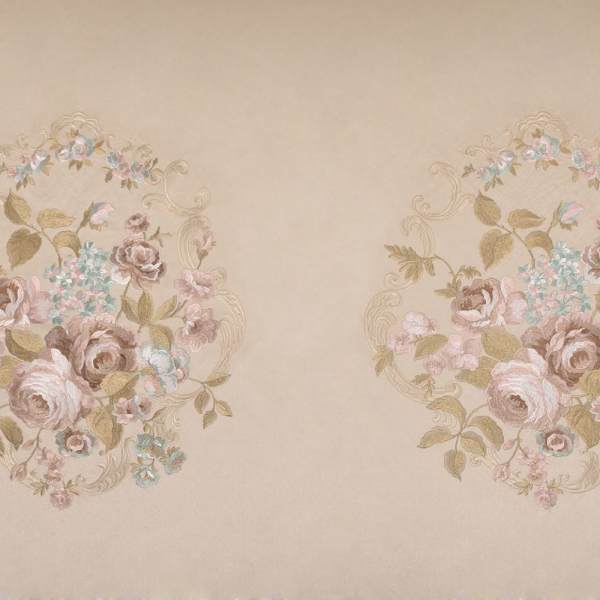 Saten Zemine Nakışlı Pano Kumaş