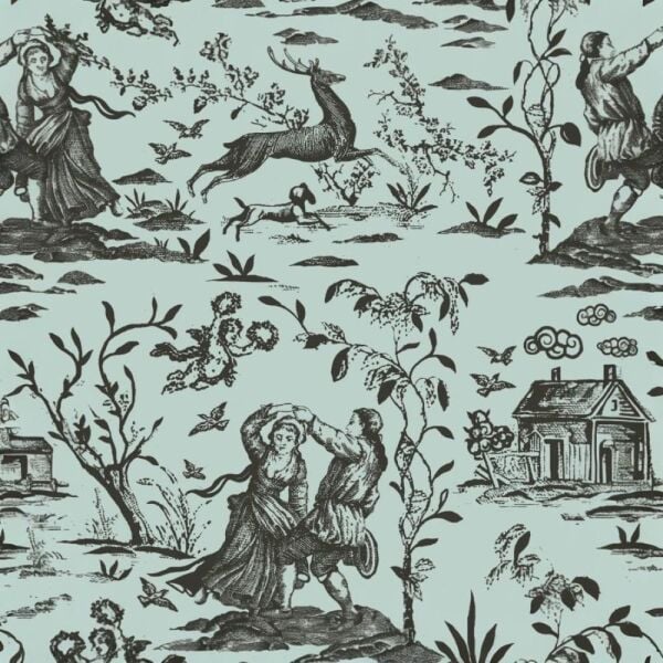 Mint Kahve Toile Desen Tendaart Duvar Kağıdı