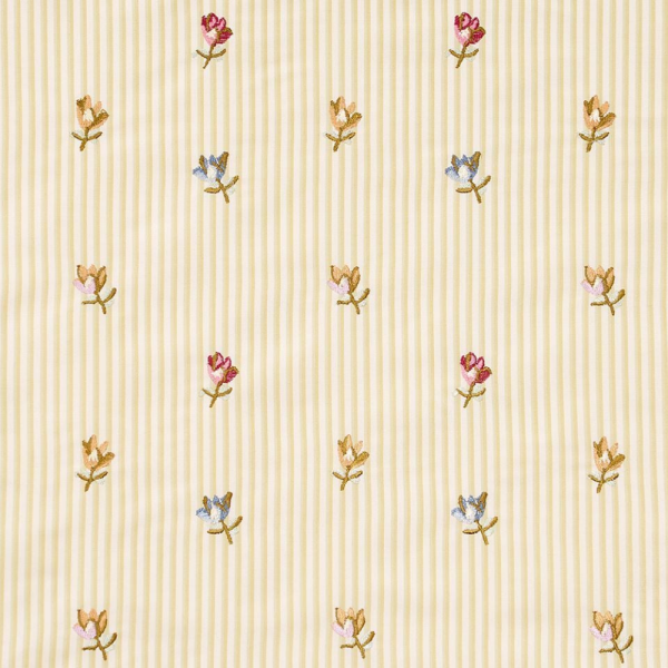 Çizgili Saten Zemine Nakışlı Döşemelik Kumaş