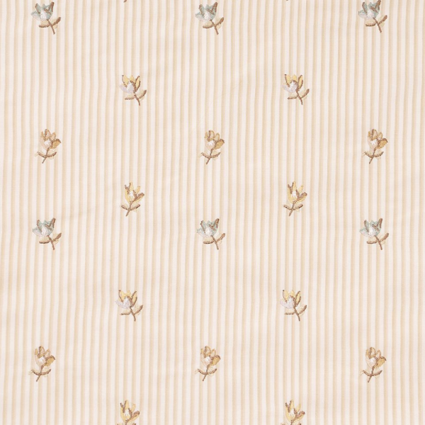 Çizgili Saten Zemine Nakışlı Döşemelik Kumaş