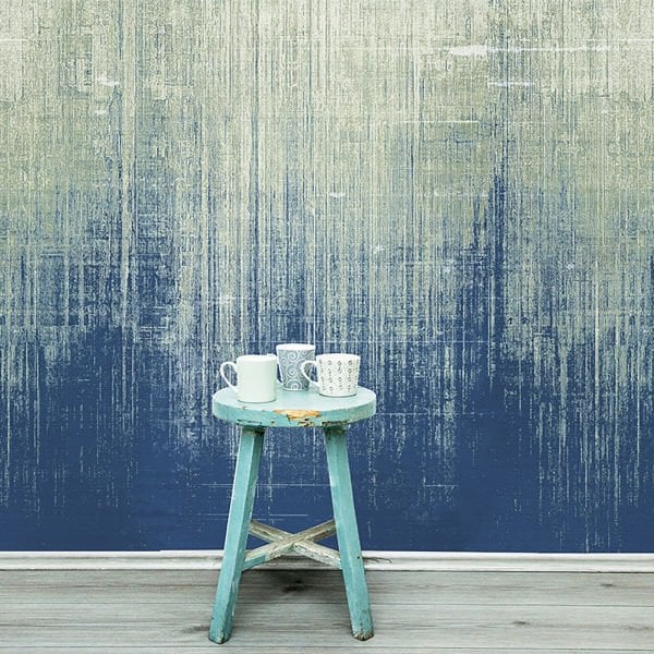 Lacivert Eskitme Duvar Desen Duvar Kağıdı