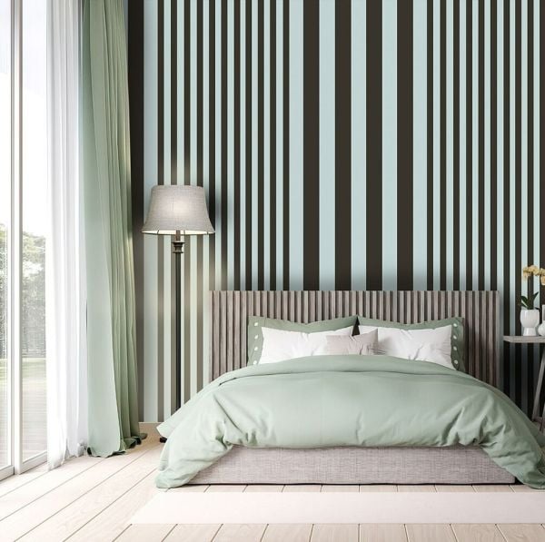 Mint Kahve Çizgili Tendaart Duvar Kağıdı