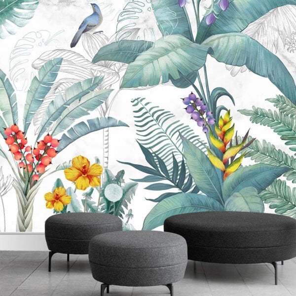 Muz Ağaçları Mavi Duvar Kağıdı