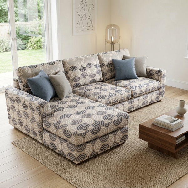 Geometrik Çizgili Kaz Ayağı Kombin Döşemelik Kumaş