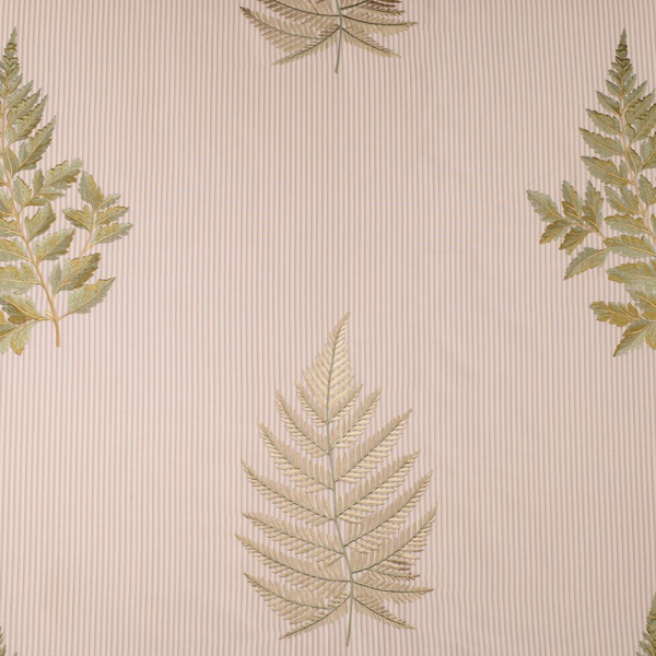 Çizgili Saten Zemine Nakışlı Döşemelik Kumaş