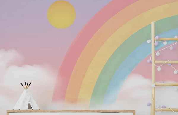 Bulutlar İçinde Gökkuşağı Güneş Duvar Kağıdı