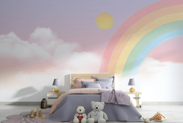 Bulutlar İçinde Gökkuşağı Güneş Duvar Kağıdı