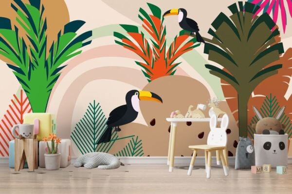 Tukan Kuşlu Çocuk Odası Tasarımı Duvar Kağıdı