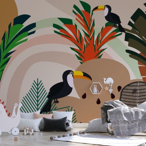 Tukan Kuşlu Çocuk Odası Tasarımı Duvar Kağıdı