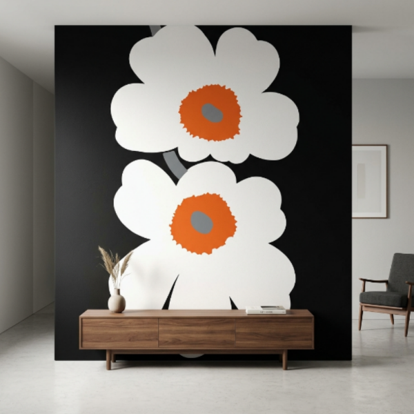 Marimekko Tasarım Gelincik Duvar Paneli Unikko 7 25991 Siyah