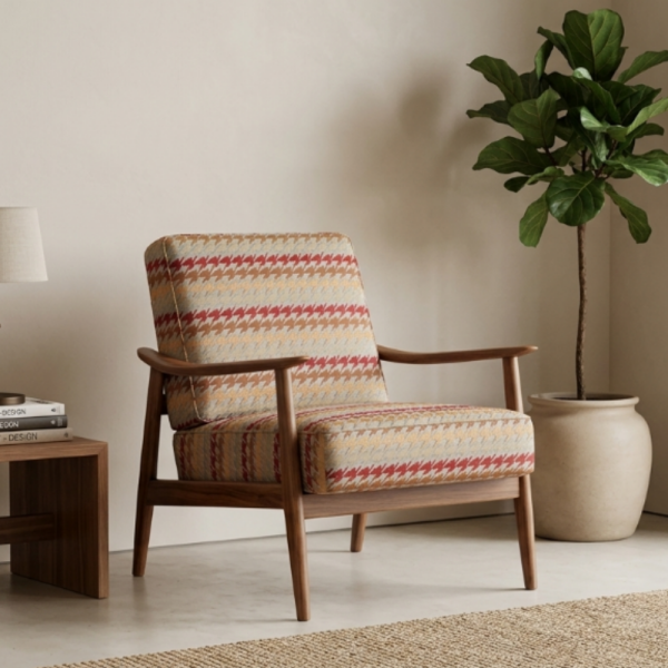 Geometrik Çizgili Kaz Ayağı Kombin Döşemelik Kumaş