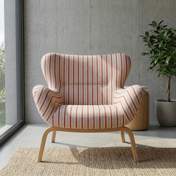 Geometrik Çizgili Kaz Ayağı Kombin Döşemelik Kumaş