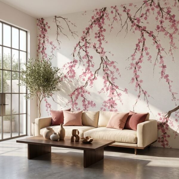 Pembe Sakura Çiçekleri Duvar Kağıdı
