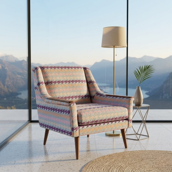 Geometrik Çizgili Kaz Ayağı Kombin Döşemelik Kumaş