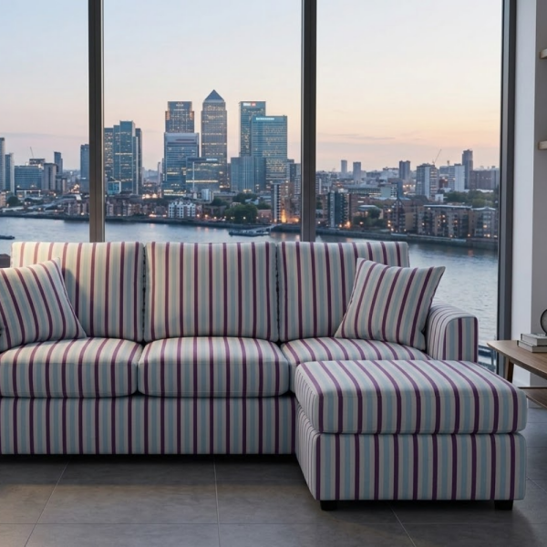 Geometrik Çizgili Kaz Ayağı Kombin Döşemelik Kumaş