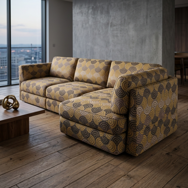 Geometrik Çizgili Kaz Ayağı Kombin Döşemelik Kumaş