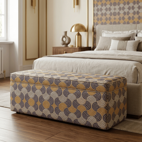 Geometrik Çizgili Kaz Ayağı Kombin Döşemelik Kumaş