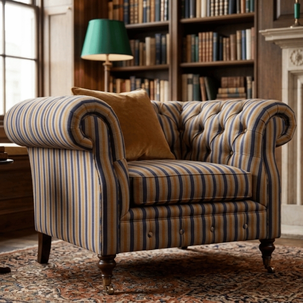 Geometrik Çizgili Kaz Ayağı Kombin Döşemelik Kumaş