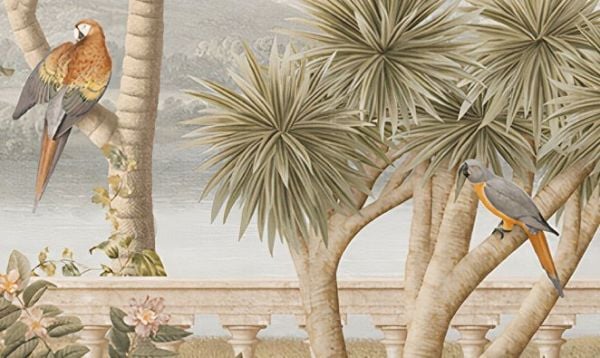 Tropik Soft Renkler Ağaçlar Duvar Kağıdı