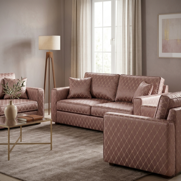 Saten Zeminde Nakışlı Döşemelik Ve Perdelik Kumaş