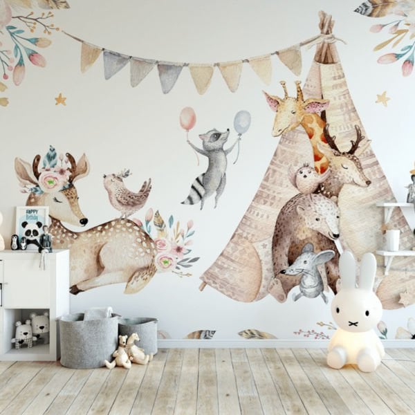 Minik Ceylan Çadırda Hayvanlar Duvar Kağıdı