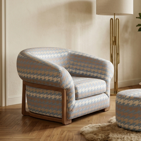 Geometrik Çizgili Kaz Ayağı Kombin Döşemelik Kumaş