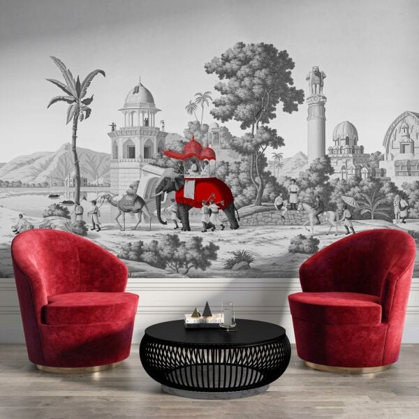 Antik Çağda Kırmızı Pelerinli Fil Duvar Kağıdı