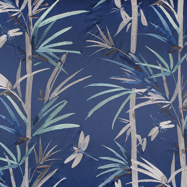 Saten Zemine Nakışlı Yusufçuklu Pano Kumaş