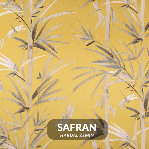 Saten Zemine Nakışlı Yusufçuklu Pano Kumaş