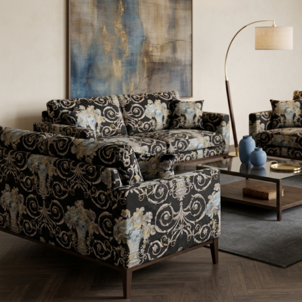 Saten Zemine Nakışlı Pano Kumaş