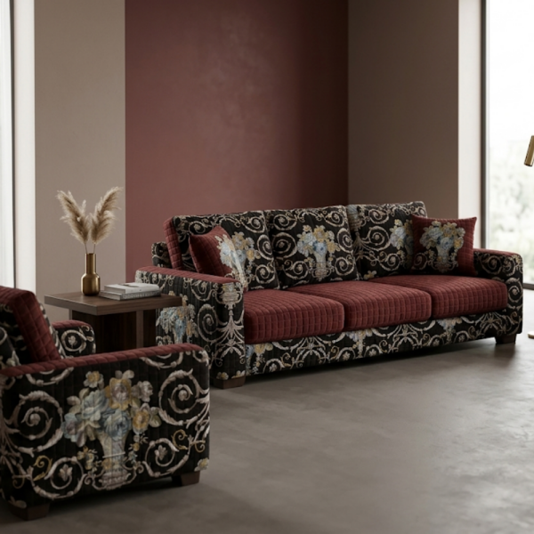 Saten Zemine Nakışlı Pano Kumaş