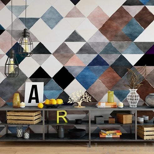 Geometrik Renkli Üçgenler Duvar Kağıdı