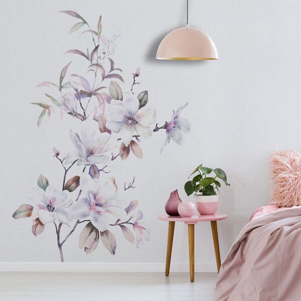 Soft Beyaz Çiçekler Duvar Kağıdı