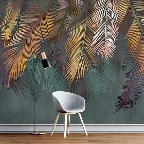 Sarkan Renkli Palmiye Yaprakları Duvar Kağıdı
