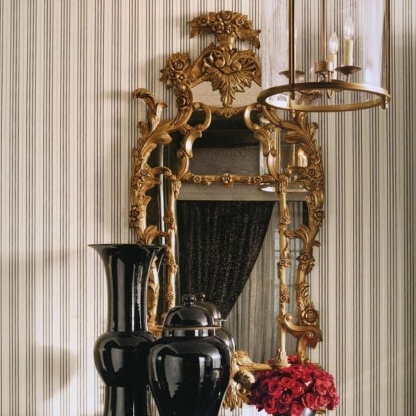 İnci Renk İmza Şerit Çizgili Duvar Kağıdı