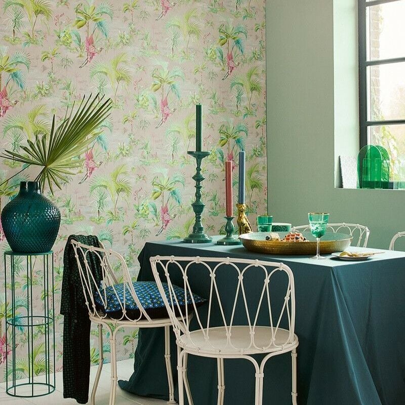 Pip Studio Palm Scene Gri Duvar Kağıdı