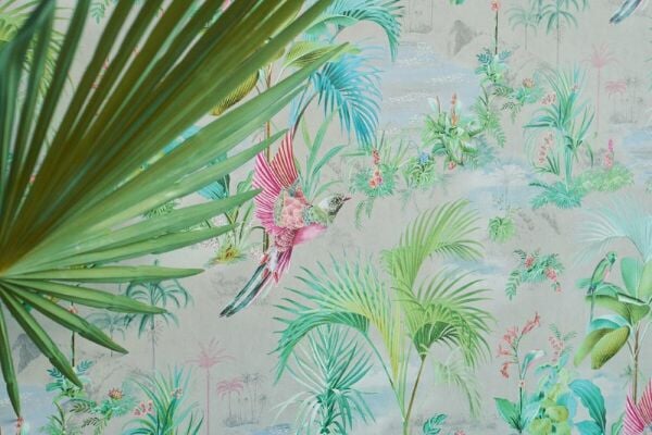 Pip Studio Palm Scene Gri Duvar Kağıdı