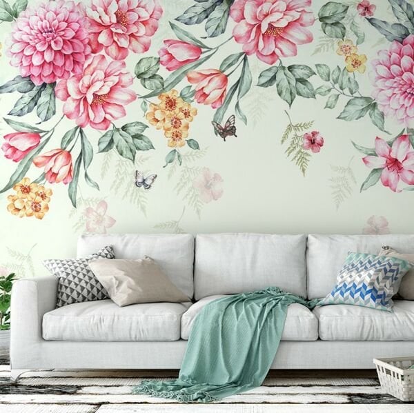 Renkli Ortanca Çiçekler Duvar Kağıdı