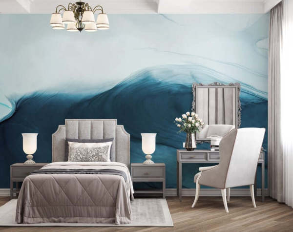 Soyut Sıvı Deniz Okyanus Doku Lüks Alt Desen Duvar Kağıdı